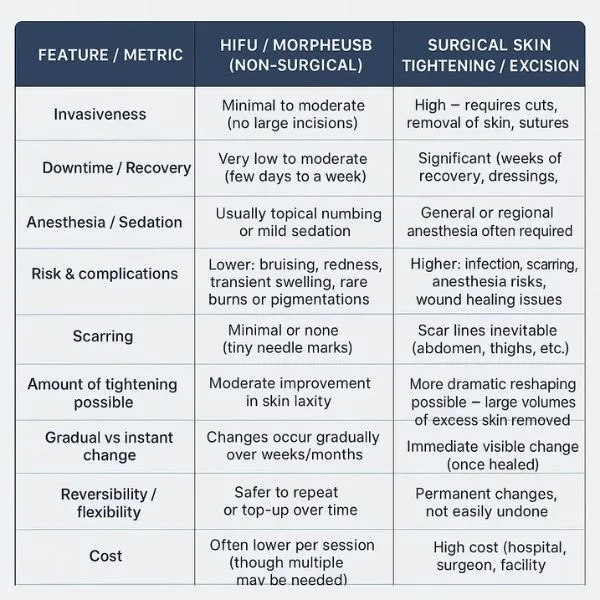 Lost the Weight but Not the Loose Skin? 3 A table showing the benefits of Lipo Sculpt Derby treatments to combat loose skin.
